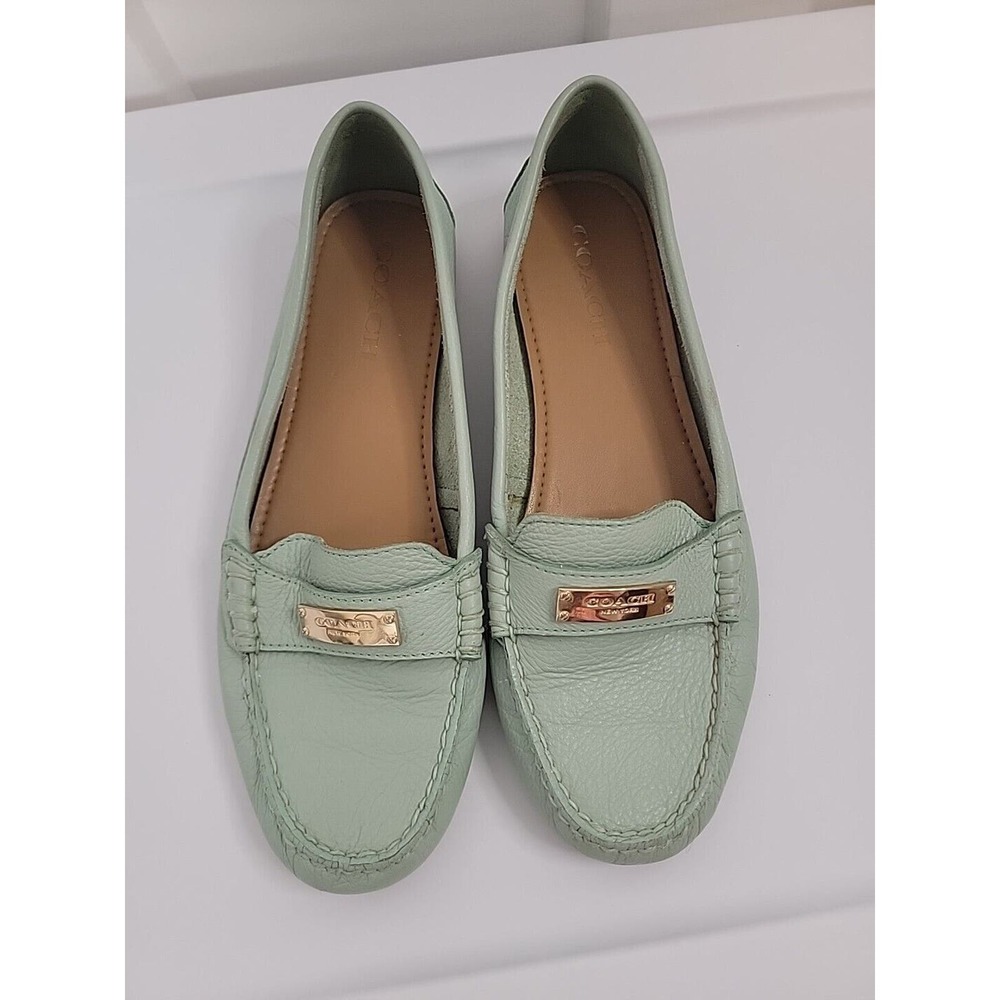 Coach Fredrica Pistachio Mint Leather Driving Loafers Women's Size 9.5 B